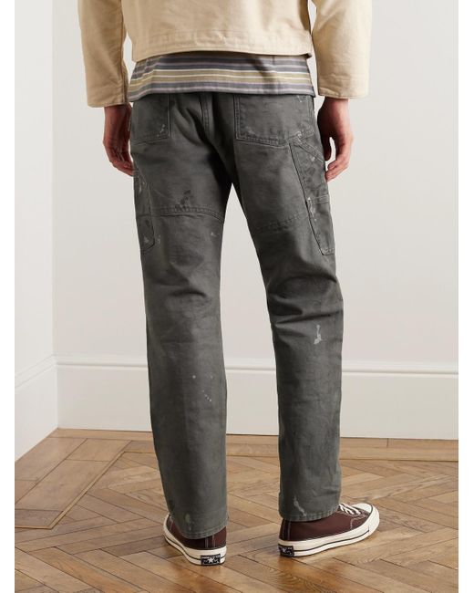 RRL Gray Jenkins Paint-splattered Cotton-canvas Trousers for men