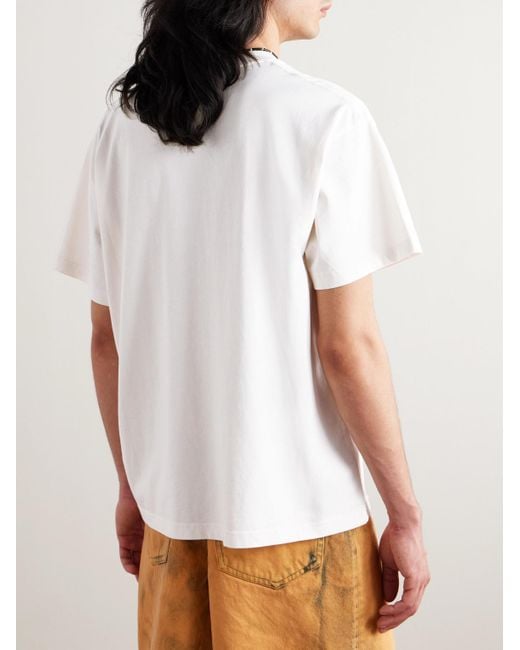 T-shirt in jersey di cotone con stampa Moto Hiker di Brain Dead in White da Uomo