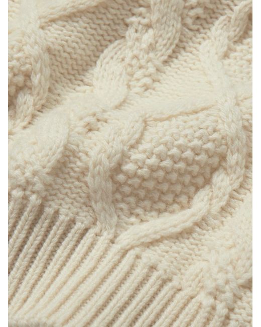Anderson & Sheppard White Aran Cable-knit Wool And Cashmere-blend Rollneck Sweater for men