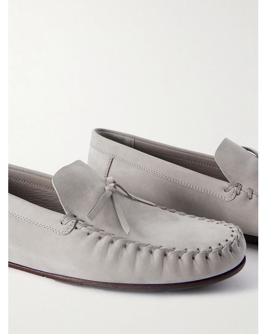 Manolo Blahnik White Gargano Tasselled Nubuck Driving Shoes for men