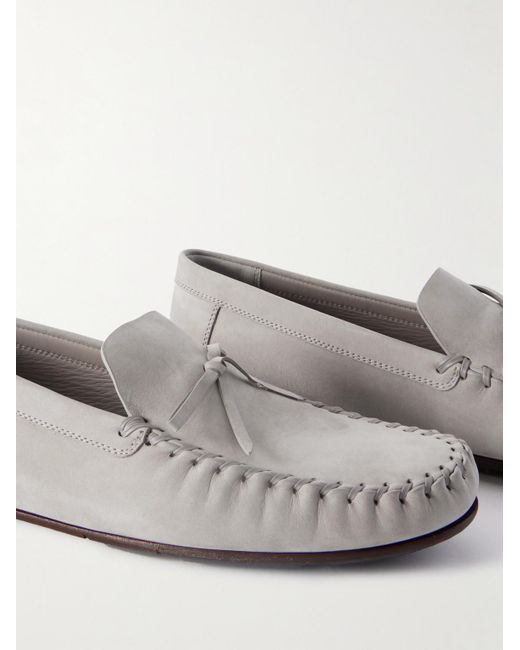 Manolo Blahnik Gargano Mokassins aus Nubukleder mit Troddeln in White für Herren