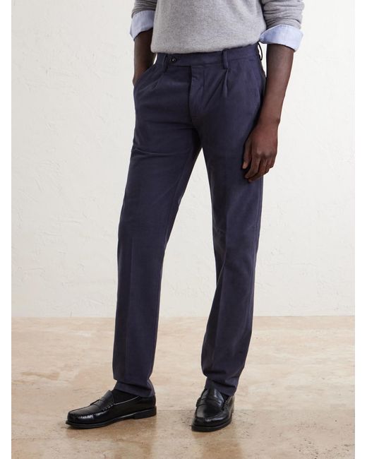 Massimo Alba Blue Ionio2 Straight-leg Cotton-blend Trousers for men