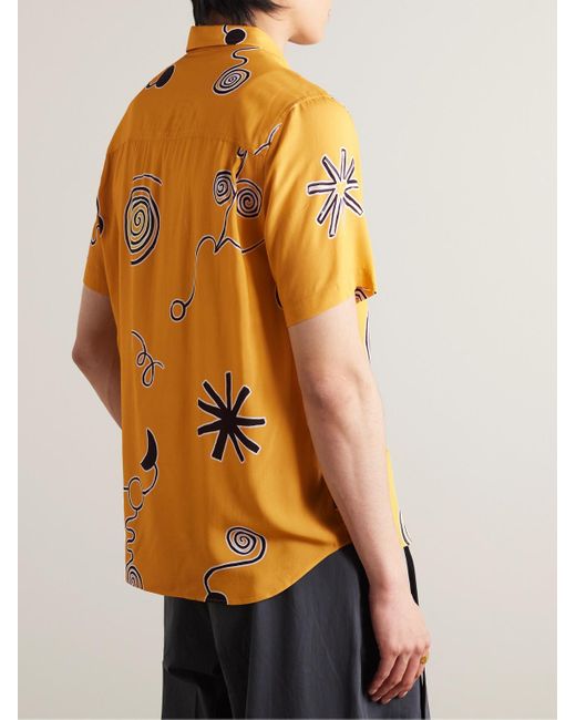 Camicia in crêpe stampato con logo ricamato Melo di Jacquemus in Orange da Uomo