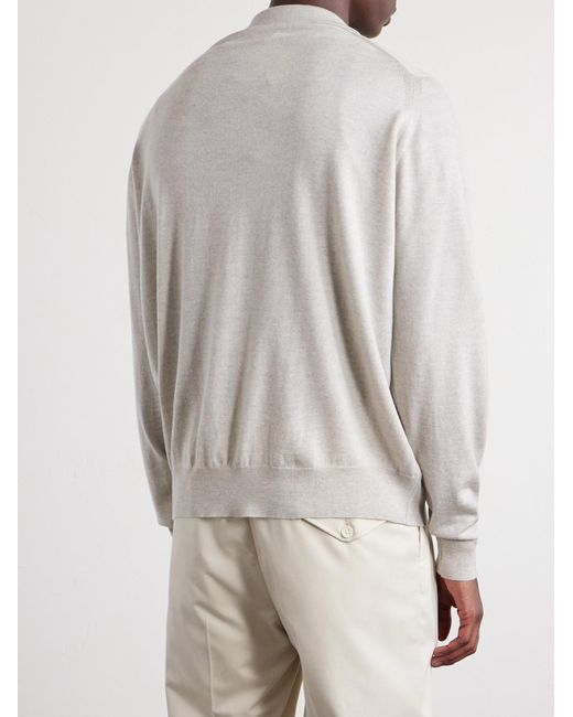 John Smedley White Tibor Merino Wool Cardigan for men