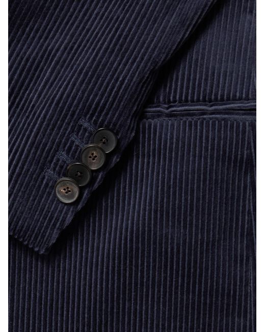 Mr P. Blue Slim-Fit Double-Breasted Cotton And Cashmere-Blend Corduroy Tuxedo Jacket for men