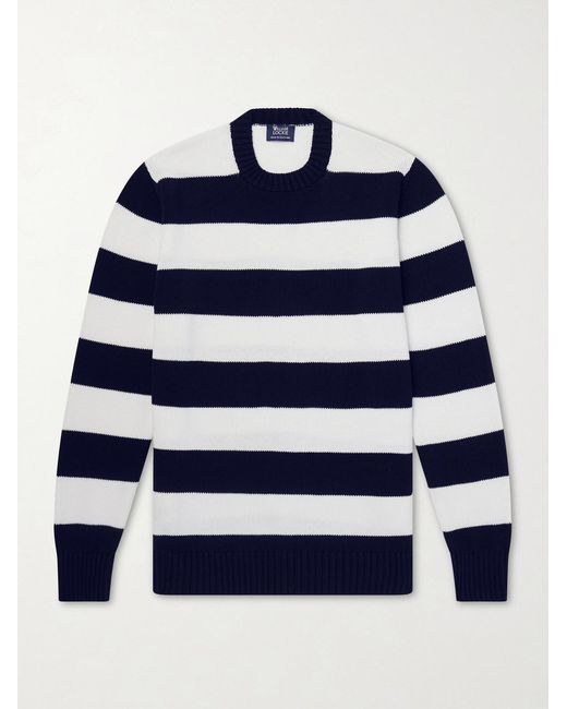 William Lockie Blue Striped Cotton Sweater for men