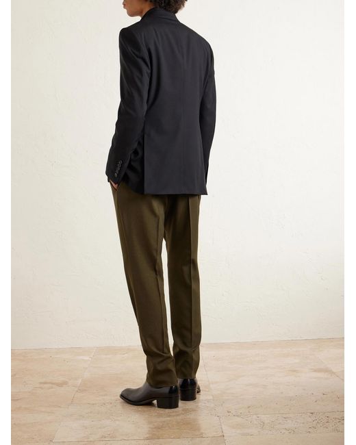 Tom Ford Green Atticus Straight-Leg Wool, Cashmere And Silk-Blend Canvas Suit Trousers for men