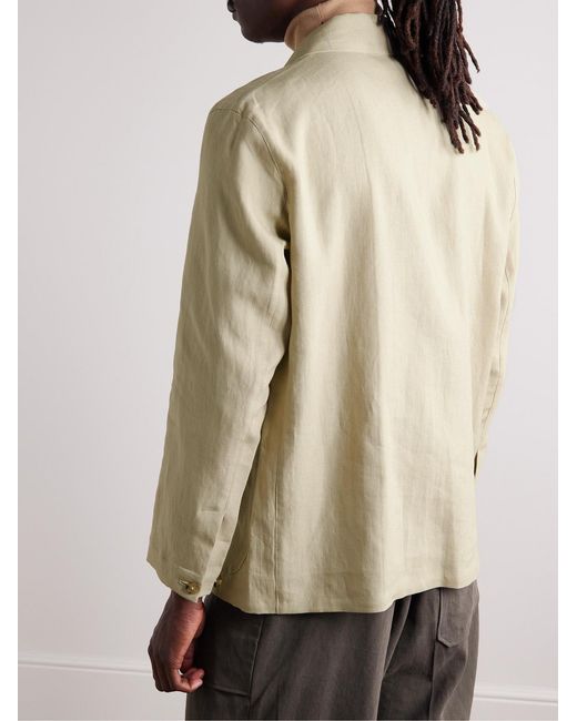 STÒFFA Natural Unstructured Double-Breasted Washed-Linen Blazer for men