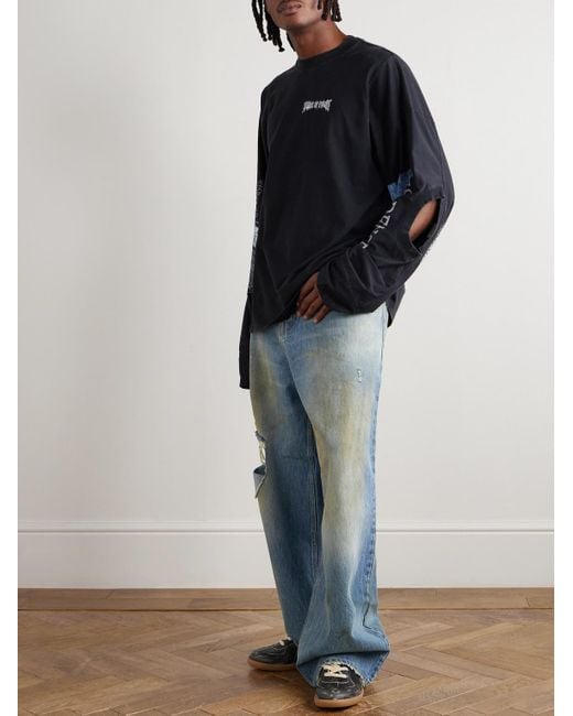 Vetements Blue Straight-Leg Distressed Jeans for men