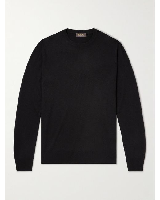 Loro Piana Black Girocollo Cashmere Sweater for men