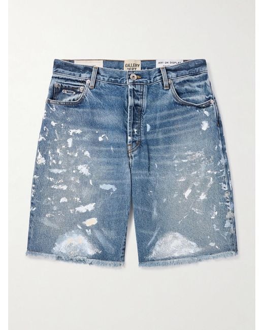 GALLERY DEPT. Blue Ventura Straight-Leg Distressed Paint-Splattered Denim Shorts for men