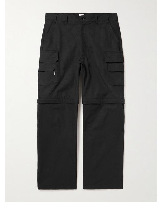 Randy's Garments Black Straight-Leg Mesh-Panelled Cotton-Ripstop Cargo Trousers for men