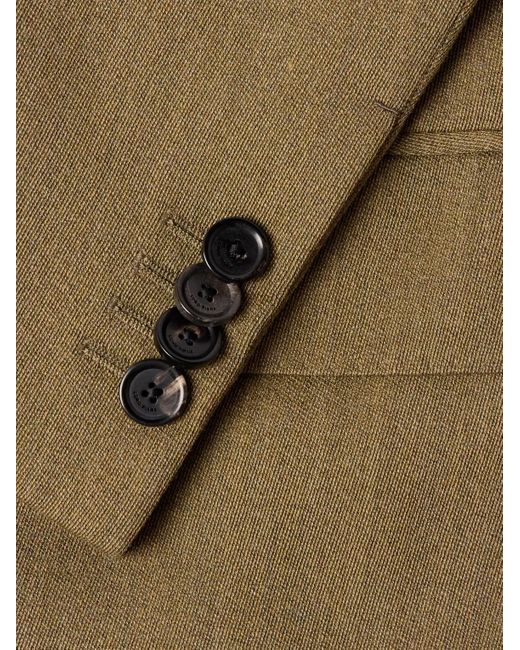 Loro Piana Green Double-Breasted Virgin Wool-Twill Suit Jacket for men