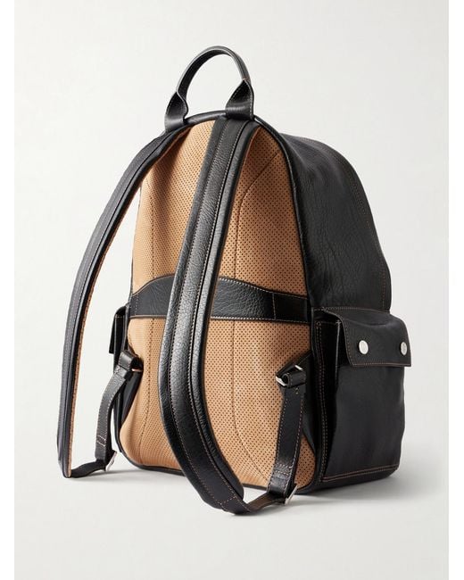 Brunello Cucinelli Black Full-Grain Leather Backpack for men