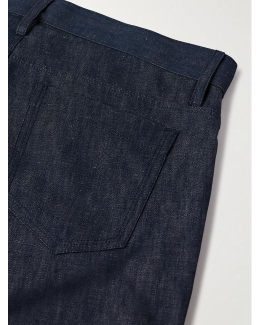 Gabriela Hearst Blue Anthony Slim-Fit Straight-Leg Cotton And Linen-Blend Chambray Trousers for men