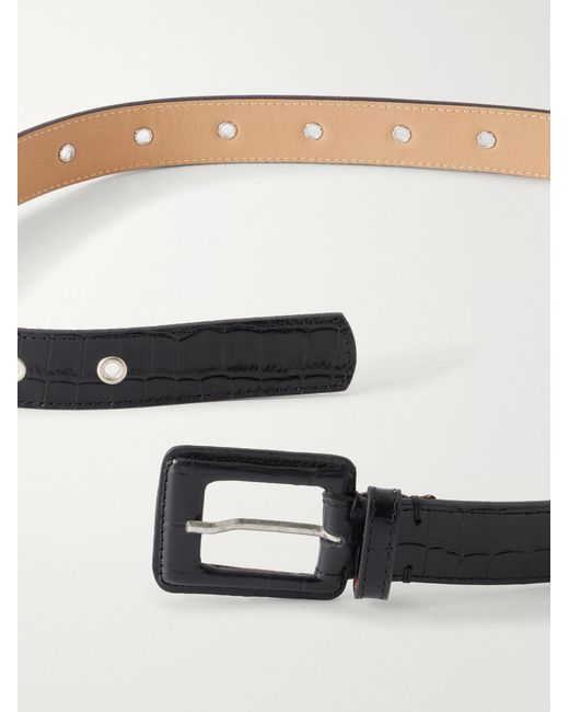 mfpen Black Drivers 3Cm Croc-Effect Leather Belt for men