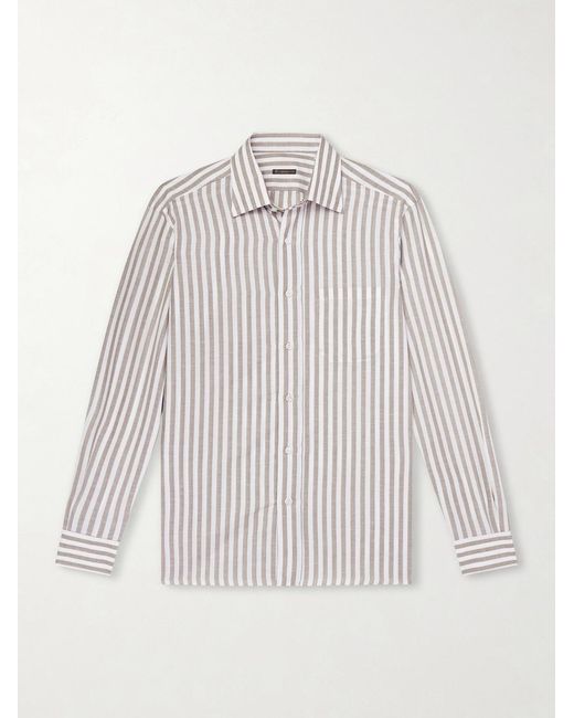 Rubinacci White Striped Linen Shirt for men