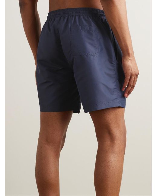 Brunello Cucinelli Blue Straight-leg Mid-length Logo-embroidered Swim Shorts for men