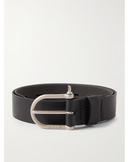 Bleu De Chauffe Black 3.5cm Manille Leather Belt for men