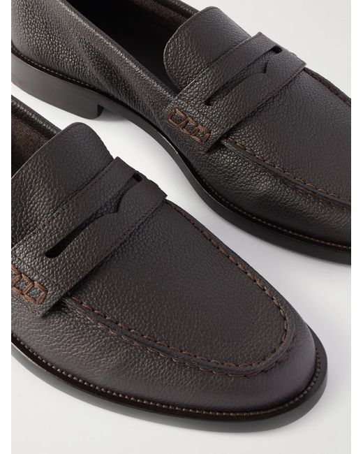 Manolo Blahnik Perry Pennyloafers aus vollnarbigem Leder in Black für Herren