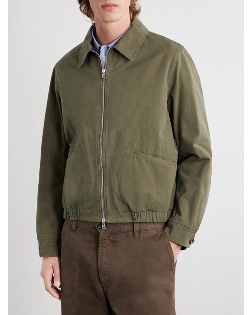 Drake's Green Cotton Blouson Reversible Jacket for men