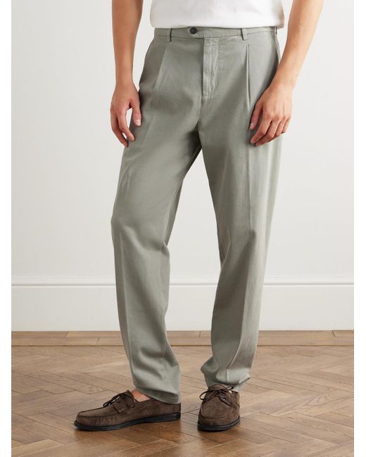 Eleventy Schmal zulaufende Hose aus Twill aus einer Stretch-Baumwoll-Lyocell-Mischung mit Falten in Gray für Herren