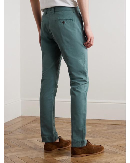 Sid Mashburn Green Field Slim-Fit Tapered Garment-Dyed Cotton-Twill Trousers for men