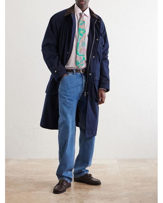 Drake's Blue Ripstop Cotton Jacket for men