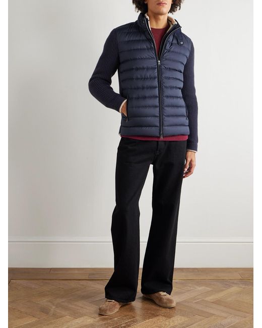 Herno Blue Slim-Fit Wool And Quilted Shell Down Jacket for men