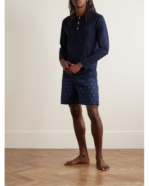 Derek Rose Blue Nelson 98 Printed Cotton-poplin Pyjama Shorts for men