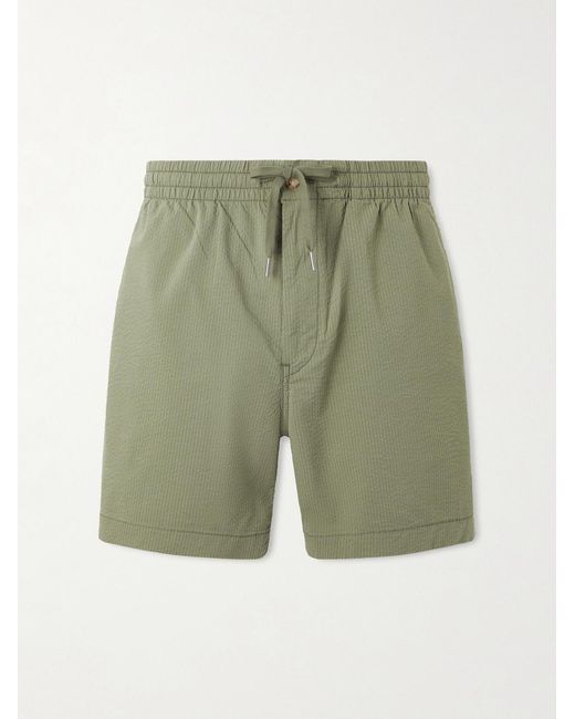 Polo Ralph Lauren Green Straight-Leg Cotton-Blend Seersucker Drawstring Shorts for men