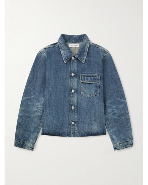 Our Legacy Blue Cut Rebirth Frayed Denim Jacket for men