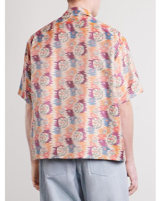 Visvim Pink Crosby Camp-collar Silk And Cotton-blend Jacquard Shirt for men