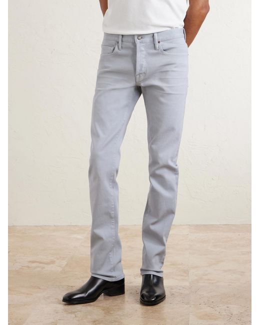 Tom Ford White Slim-Fit Straight-Leg Cotton-Blend Trousers for men
