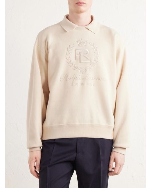Ralph Lauren Natural Logo-embroidered Cotton-jersey Polo Sweatshirt for men