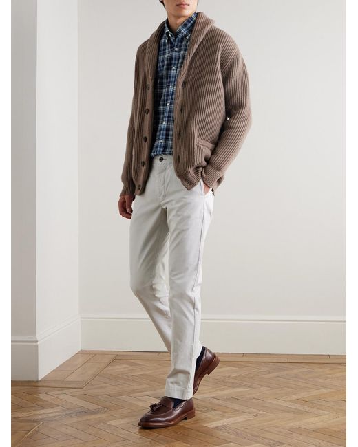 Sid Mashburn Blue Button-Down Collar Checked Cotton-Madras Shirt for men