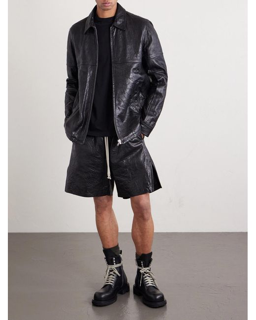 Rick Owens Black Brad Textured Leather Jacket for men