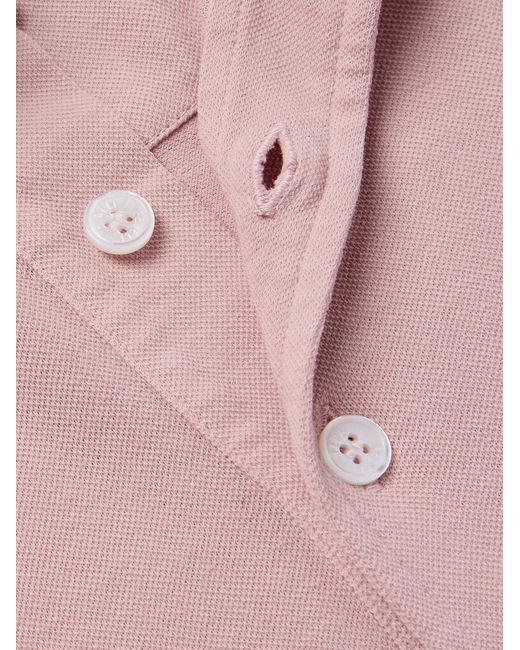 Fedeli Pink Slim-Fit Cotton-Piqué Polo Shirt for men
