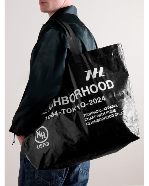 Tote bag in tela spalmata con logo di Neighborhood in Black da Uomo