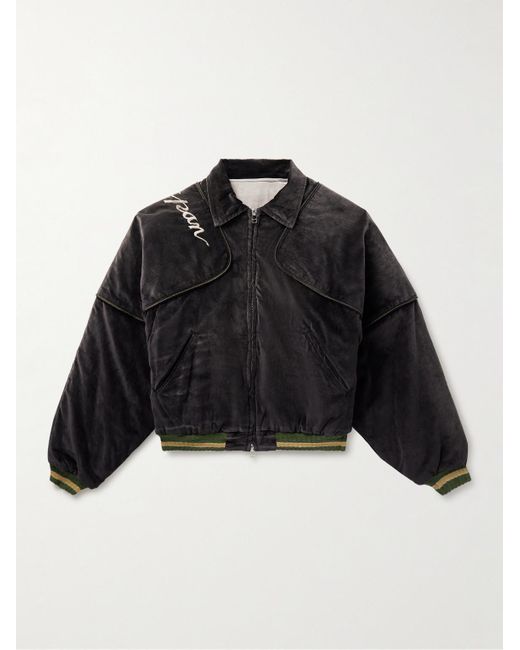 Kapital Black Sham Convertible Embroidered Cotton-velvet Bomber Jacket for men