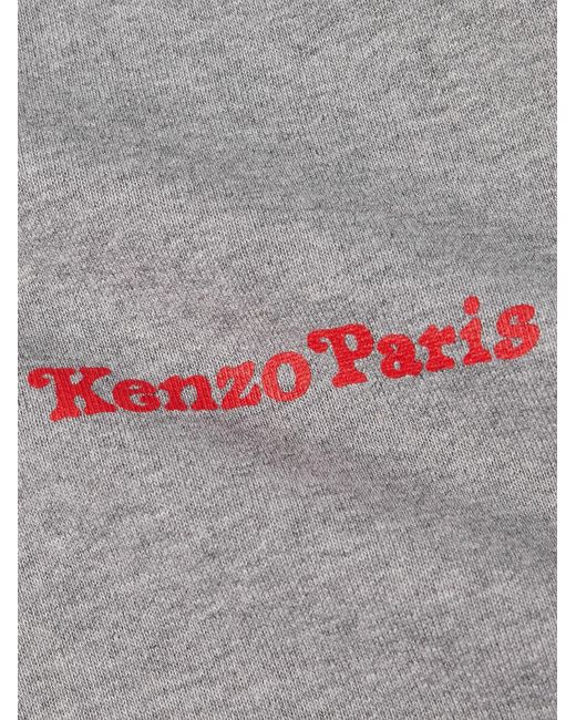 KENZO Gray Verdy Market Oversized Logo-Print Cotton-Jersey Hoodie for men