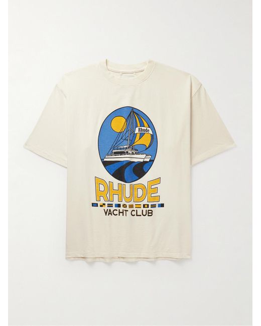 Rhude Blue Yacht Club Logo-print Cotton-jersey T-shirt for men