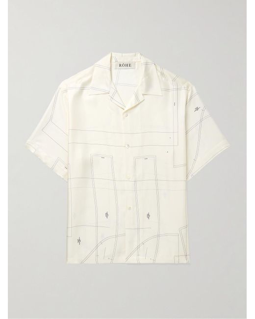 Rohe Natural Camp-collar Printed Silk-twill Shirt for men
