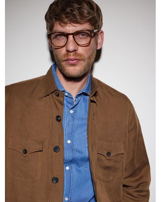 Garrett Leight Metallic Albright D-Frame Acetate Optical Glasses for men