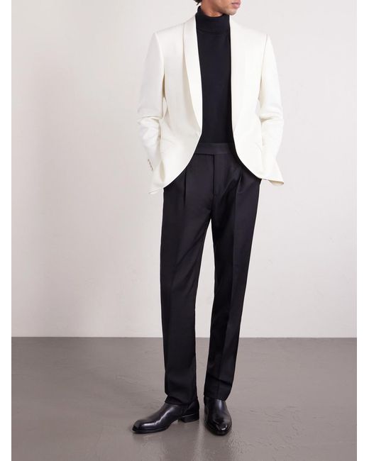 Tom Ford White Shawl-collar Wool And Silk-blend Faille Tuxedo Jacket for men