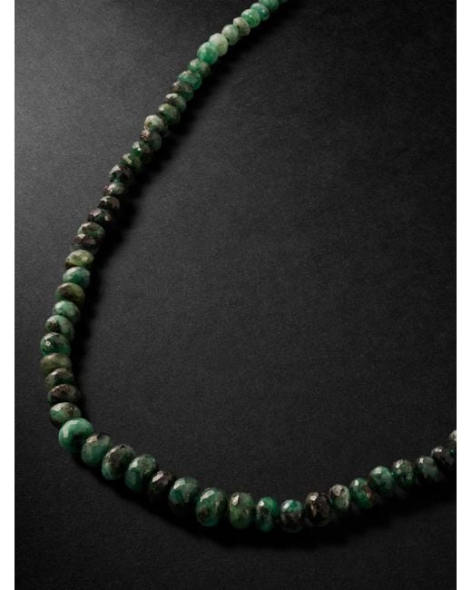JIA JIA Black Oracle Gold Emerald Beaded Necklace for men