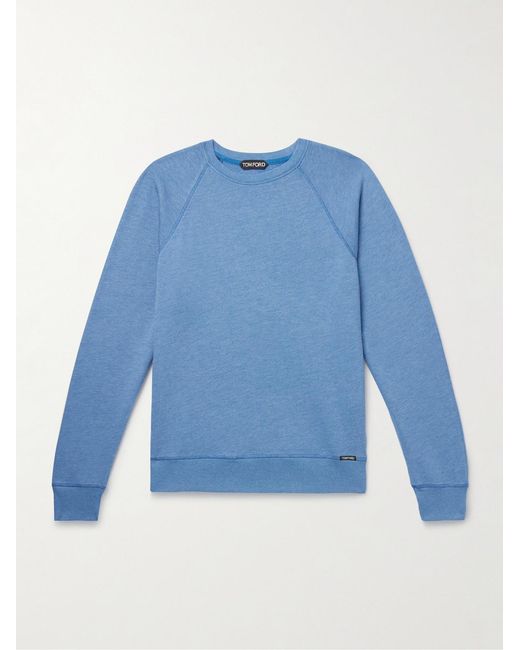 Tom Ford Blue Cotton-Blend Jersey Sweatshirt for men