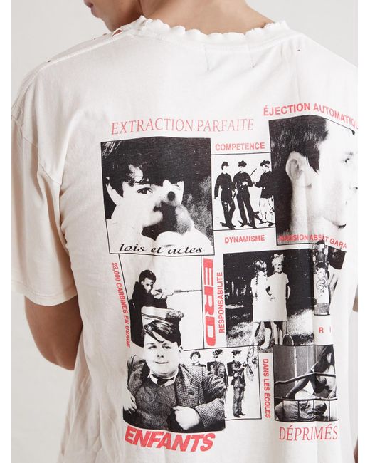 Enfants Riches Deprimes White La Scolaire Préféree Printed Distressed Cotton-Jersey T-Shirt for men
