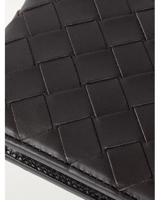 Bottega Veneta Black Intrecciato Leather Bifold Wallet for men