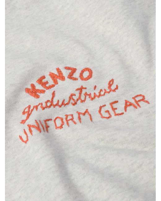 KENZO White Drawn Varsity Logo-embroidered Printed Cotton-jersey Hoodie for men